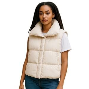 Gogg Puffer Vest Womens Small Off White Full Zip